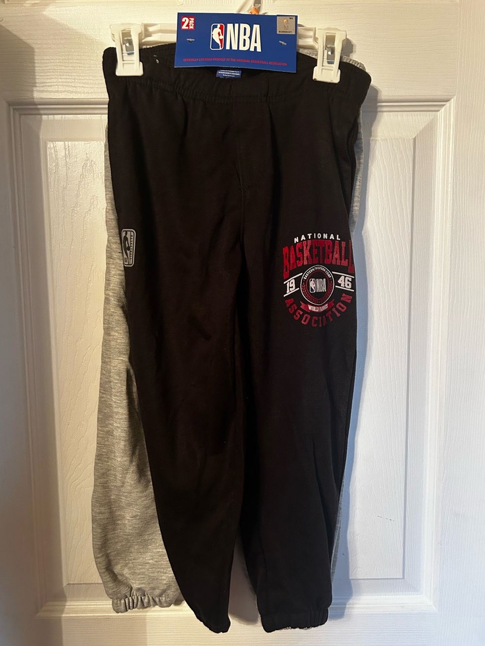 NWT NBA Basketball 2 Pair Set- Black & Gray Boy’s Sz 4 Logo Joggers With Pockets